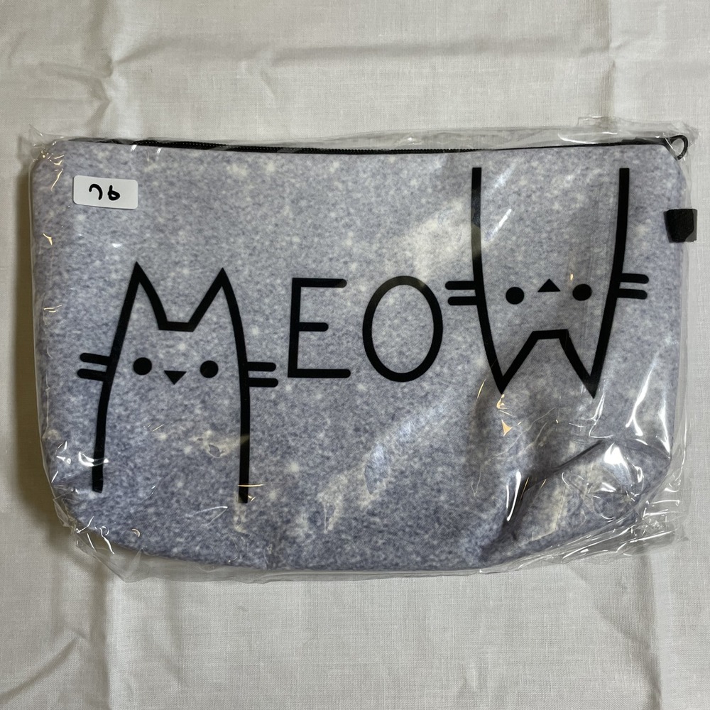 The Pouch MEOW‎ Cat Cosmetic Bag Unisex Small Blue Grey NWT Zippered Travel Case